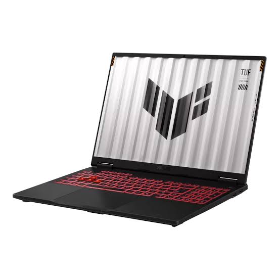 ASUS TUF gaming laptop in a light finish